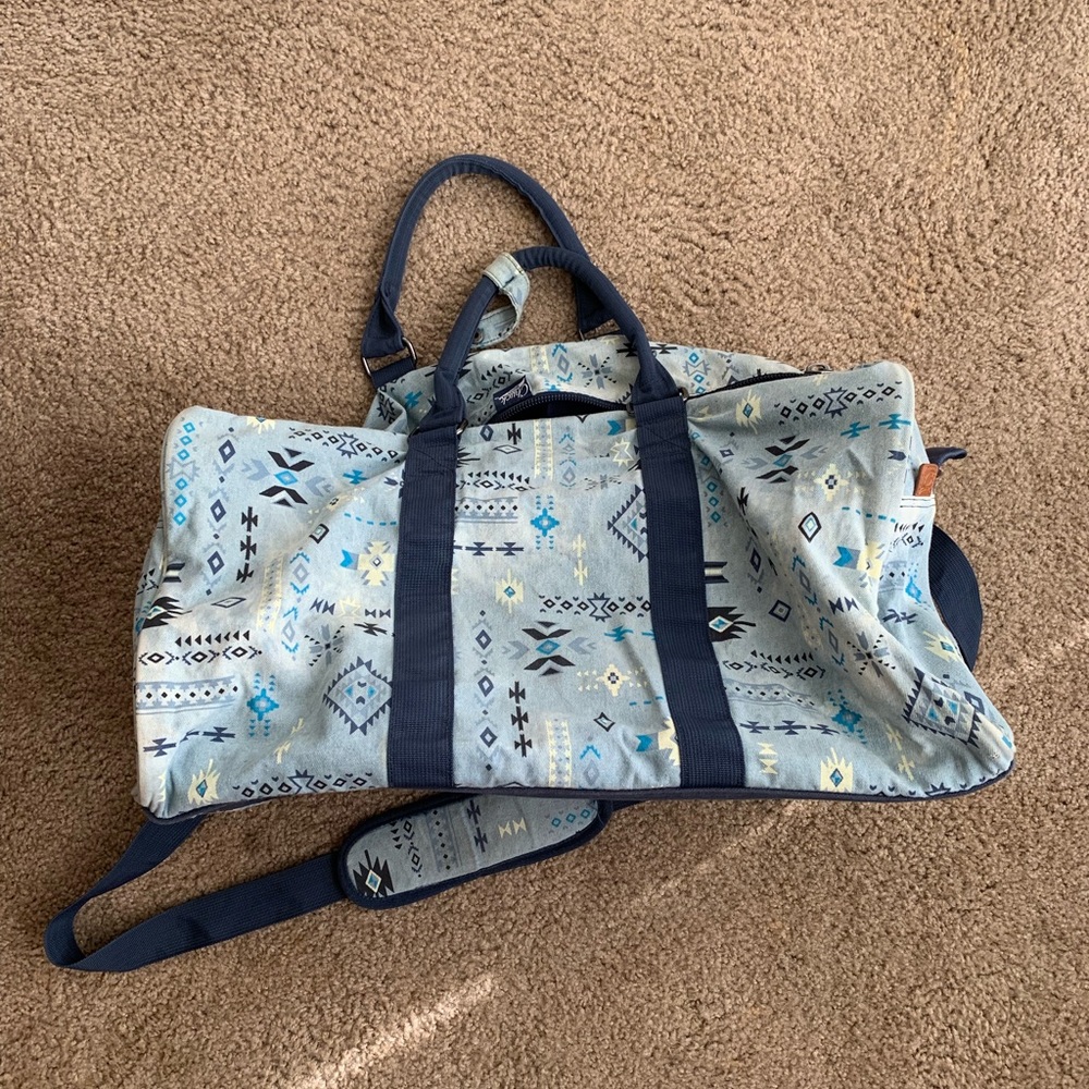 Denim Aztec Print Duffel